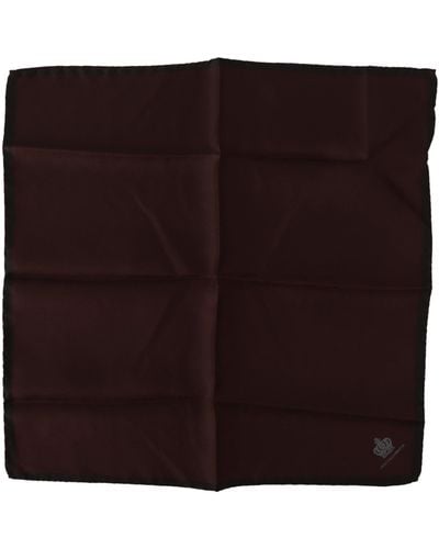 Dolce & Gabbana Maroon Square Handkerchief 100% Silk Scarf - Brown