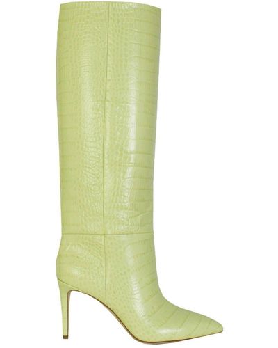 Paris Texas Elegant Lime Croco Leather High Stiletto Boots - Green