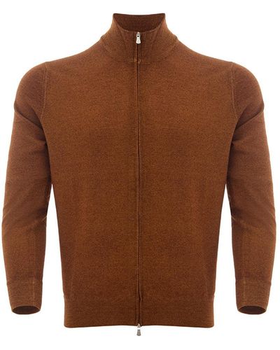 Gran Sasso Brown Full Zip Sweater