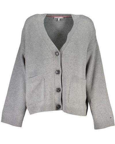 Tommy Hilfiger Chic V-Neck Buttoned Cardigan Sweater - Gray
