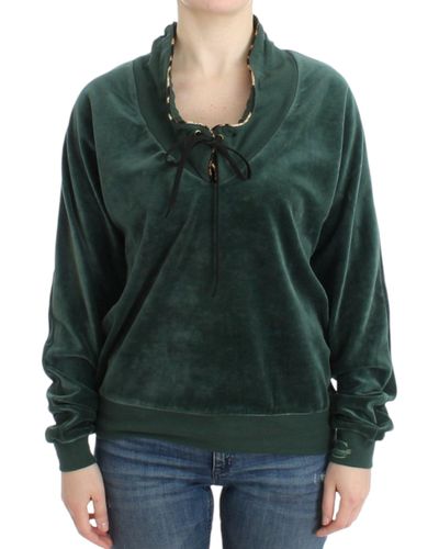 Cavalli Elegant Mock Sweater With Rhinestone Detail - Green