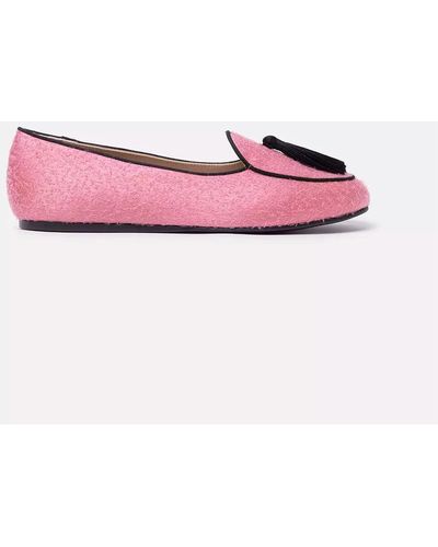 Charles Philip Velvet Flat Shoe - Pink