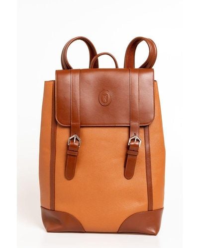 Trussardi Brown Leather Backpack - Orange