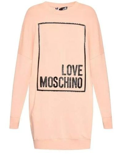 Love Moschino Eco-leather Logo Appliqué Sweatshirt Dress - Pink