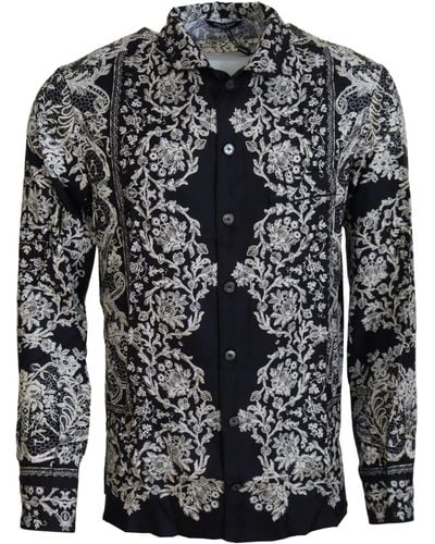 Dolce & Gabbana Pajama Blouse In Printed Silk - Gray