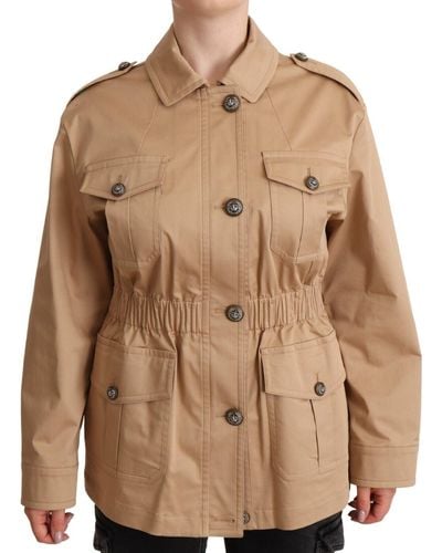 Dolce & Gabbana Chic Button Down Coat With Embellishments - Brown