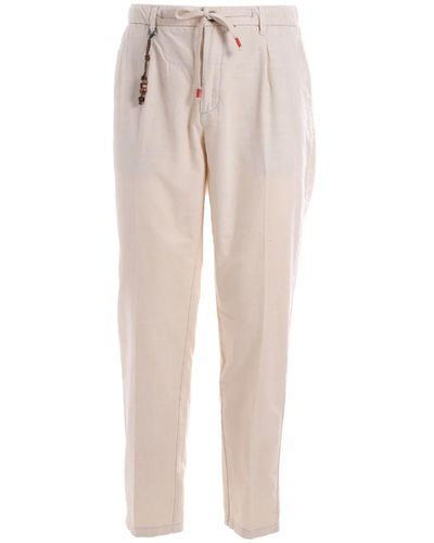 Yes-Zee Chic Regular Fit Cotton Pants - Natural