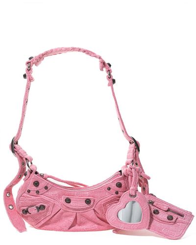 Balenciaga Le Cagole Chenille Shoulder Bag - Pink