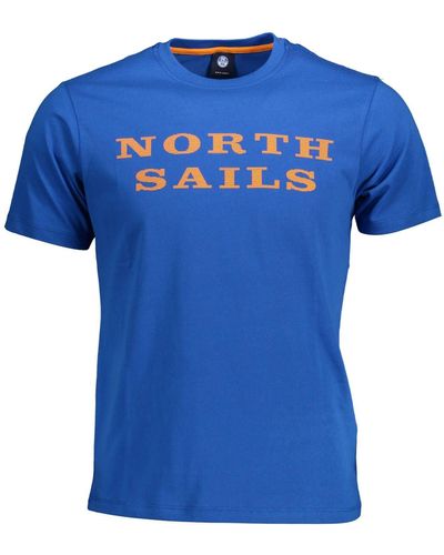 North Sails Classic Logo Tee With Natural Fibers - Blue