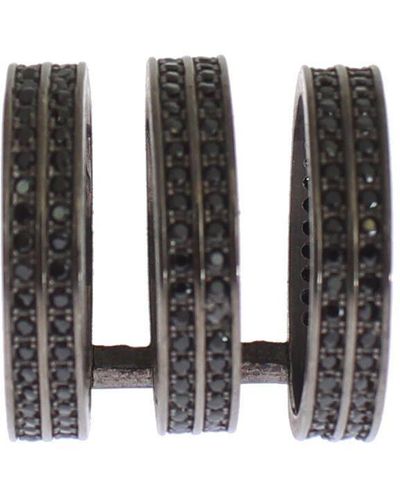 Nialaya Black Cz Rhodium 925 Silver Ring