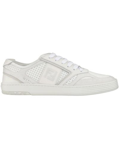 Fendi Multicolored Paneled Low Top Sneakers With Iconic Logo Patch - White