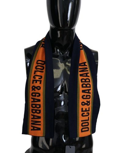 Dolce & Gabbana Black Orange Dg Logo Print Wrap Shawl Scarf