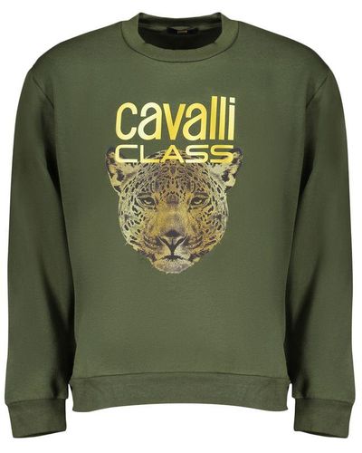 Class Roberto Cavalli Elegant Fleece Crew Neck Sweatshirt - Green