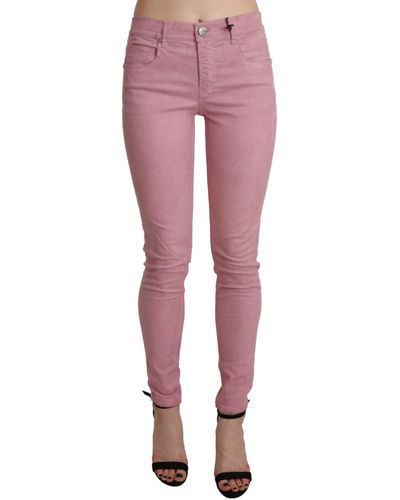 Acht Chic Mid Waist Skinny Jeans - Red