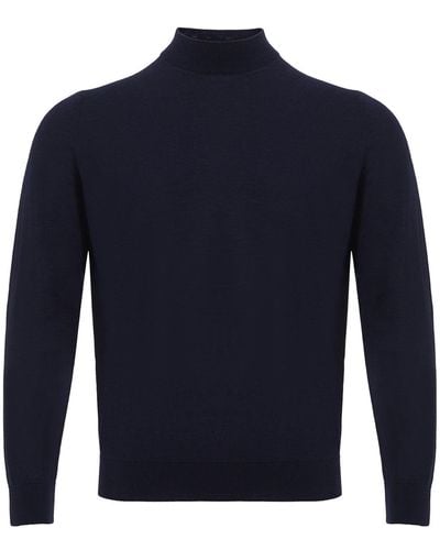 Colombo Blue Navy Cashmere Mock Neck Sweater