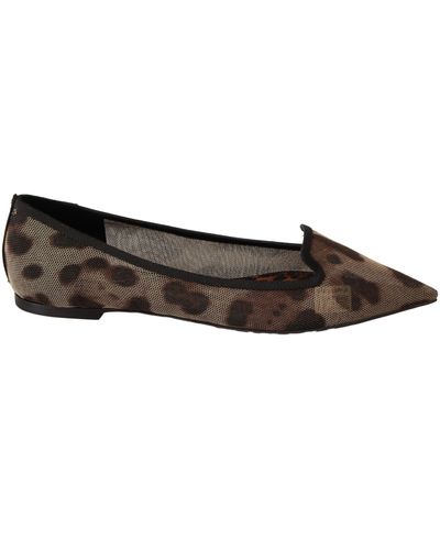 Dolce & Gabbana Elegant Leopard Print Flat Loafers - Black