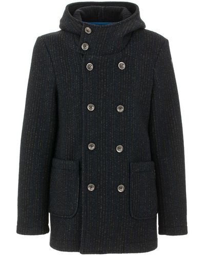 Fred Mello Sophisticated Textured Coat For - Black