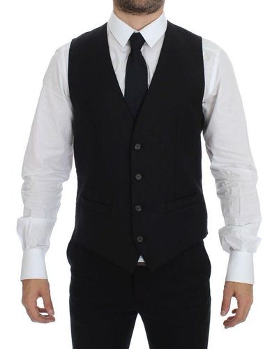 Dolce & Gabbana Dolce Gabbana Wool Single Breasted Vest Gilet - Black