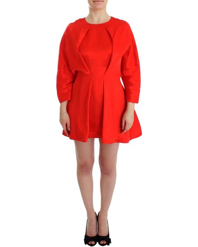 Fyodor Golan Linen Sleeve Sheath Dress Red Sig12596
