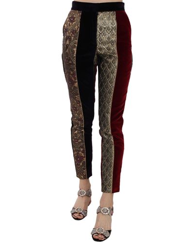 Dolce & Gabbana Dolce Gabbana Jacquard Cropped Tapered Pants - Multicolor