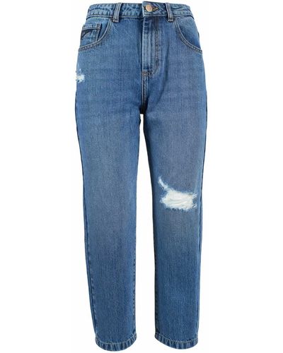 Yes-Zee High-Waist Ripped Jeans For - Blue