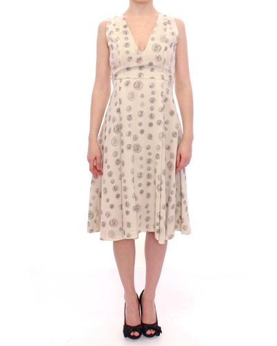 Andrea Incontri Elegant Woo Shift Dress With Print - Natural
