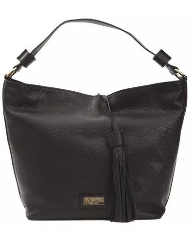 Pompei Donatella Elegant Leather Shoulder Bag - Black
