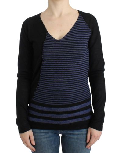 CoSTUME NATIONAL Striped V-neck Sweater Black Sig12050