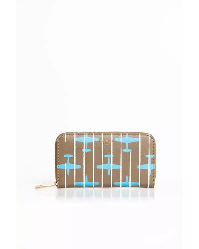 Trussardi Elegant Striped Zip Leather Wallet - Multicolor