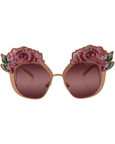 Dolce & Gabbana Gold Rose Sequin Embroidery Dg2202 Sunglasses - Pink