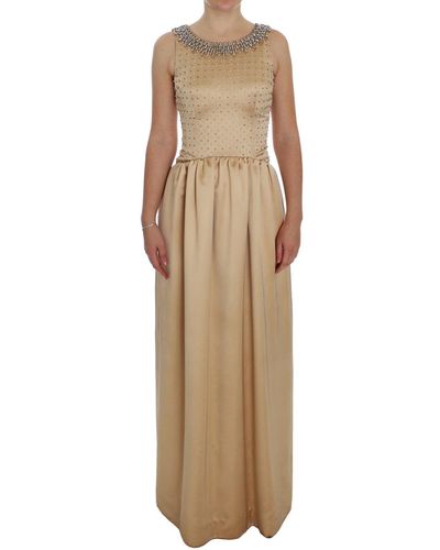 Dolce & Gabbana Crystal Embellished Gown Shift Dress - Natural