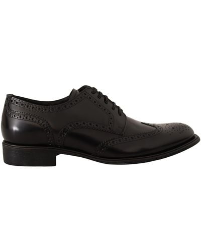 Dolce & Gabbana Black Leather Oxford Wingtip Formal Shoes