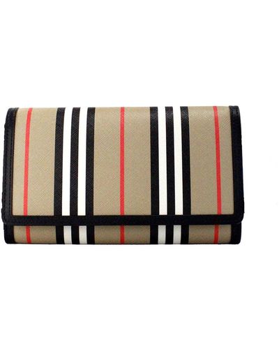 Burberry Hannah Icon Stripe Archive E-Canvas Leather Wallet Crossbody Bag - Multicolor