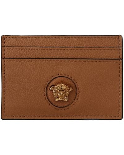Versace Brown Calf Leather Card Holder Wallet