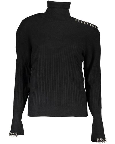 Patrizia Pepe Chic Contrast Turtleneck Sweater - Black
