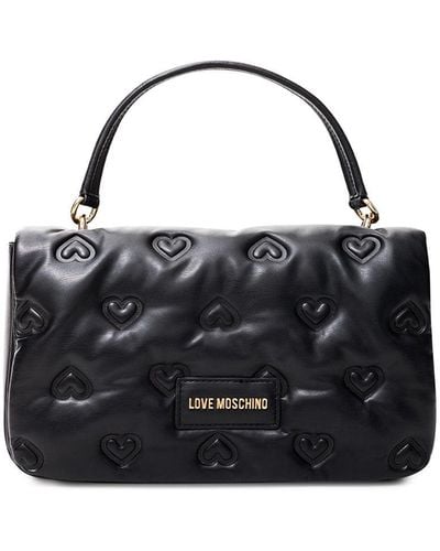 Love Moschino Embossed Hand Bag With Logo - Black