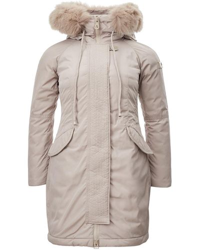 Peuterey Beige Quilted Jacket With Fur - Natural