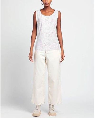 Yes-Zee Animalier Pattern Sleeveless T-Shirt - White