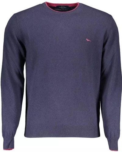 Harmont & Blaine Elegant Contrast Detail Sweater - Blue