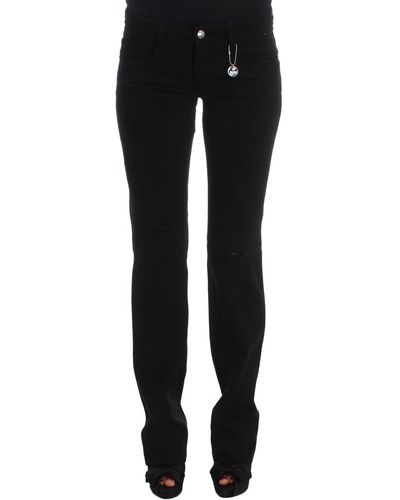 CoSTUME NATIONAL Cotton Slim Fit Bootcut Jeans Black Sig30120