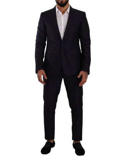 Dolce & Gabbana Elegant Slim Fit Wool Silk Cashmere Suit - Black