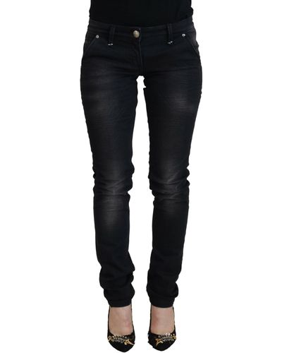 Acht Black Washed Cotton Skinny Casual Denim Jeans