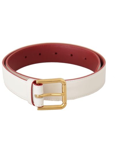 Dolce & Gabbana Elegant Leather Belt With Engraved Buckle - Red