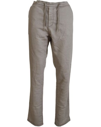 Ermanno Scervino Light Grey Straight Cotton Trousers