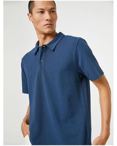 Koton 3sam10008nk weißes 000 polyester-t-shirt - Blau