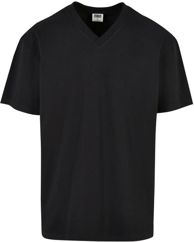 Urban Classics Bio-oversize-t-shirt mit v-ausschnitt - Schwarz