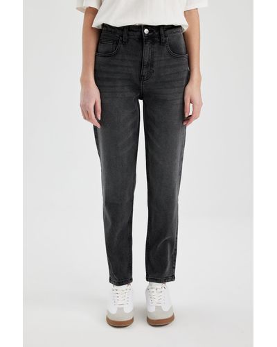 Defacto Comfort mom fit jeanshose mit hoher taille und bequemem bein b6508ax24sp - Schwarz