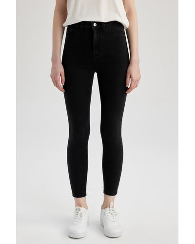 Defacto Super skinny jegging fit jeanshose mit hoher taille und schmalem bein z8260az23sp - Schwarz