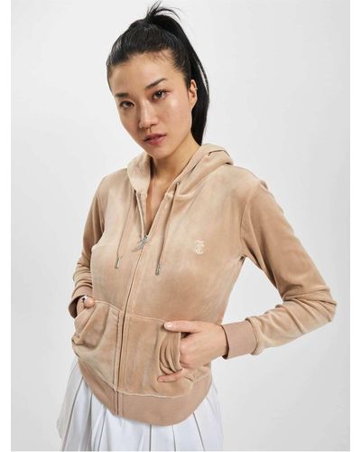 Juicy Couture Zip through hoodie with zip pull & jc - Natur