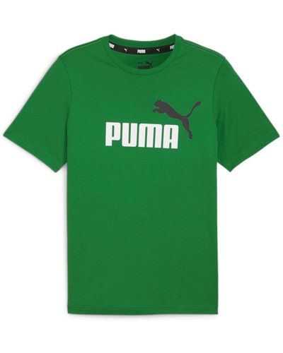 PUMA T-shirt ess+ essentials 2 col logo tee, rundhals, kurzarm, uni - Grün